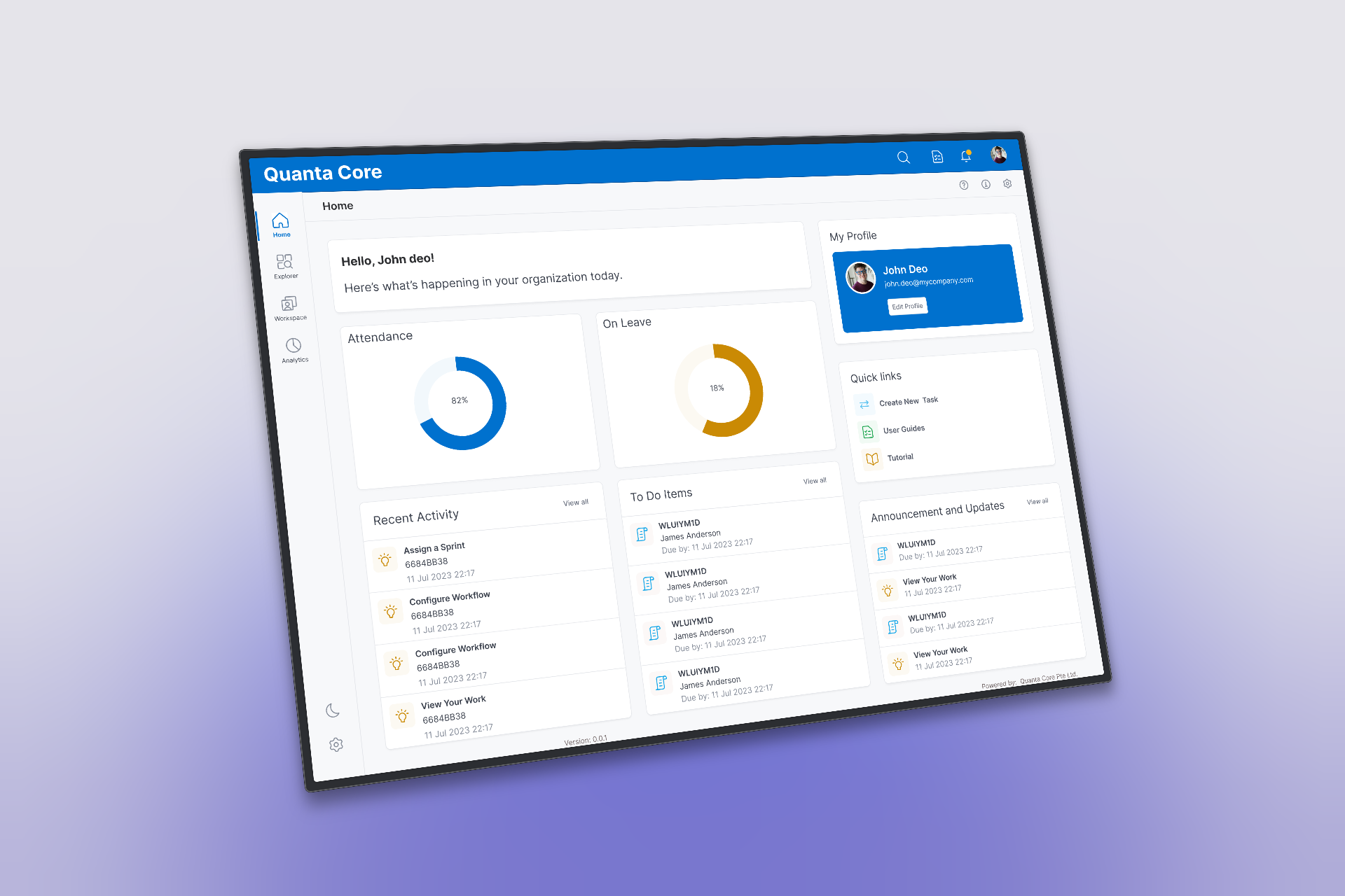 Employee management dashboard on a laptop