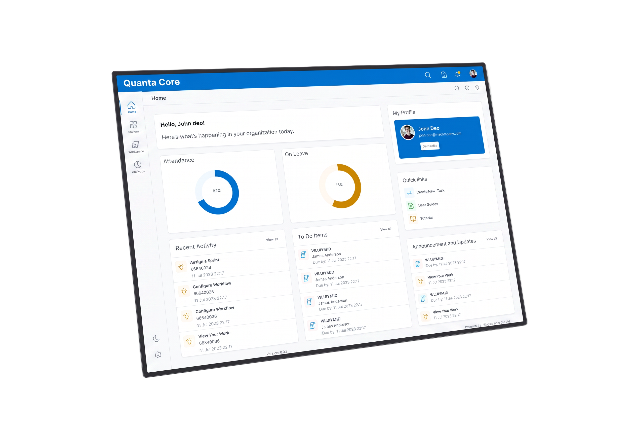Employee management dashboard on a laptop