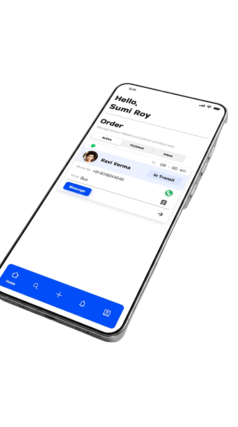 Parcel delivery app order screen on a phone